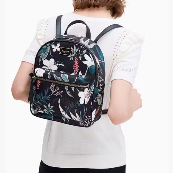 Kate Spade Wilson Road Botanical Small Bradley mini backpack floral black EUC! - Picture 2 of 12